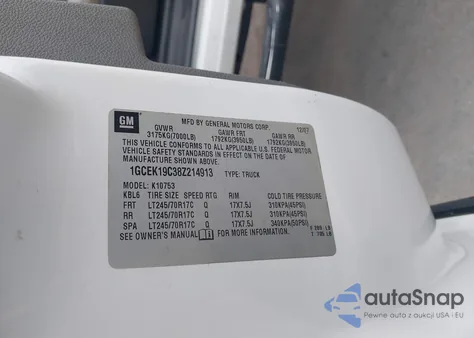 2008 Chevrolet Silverado 1500 Work Truck z USA, uszkodzony, nr VIN 1GCEK19C38Z214913